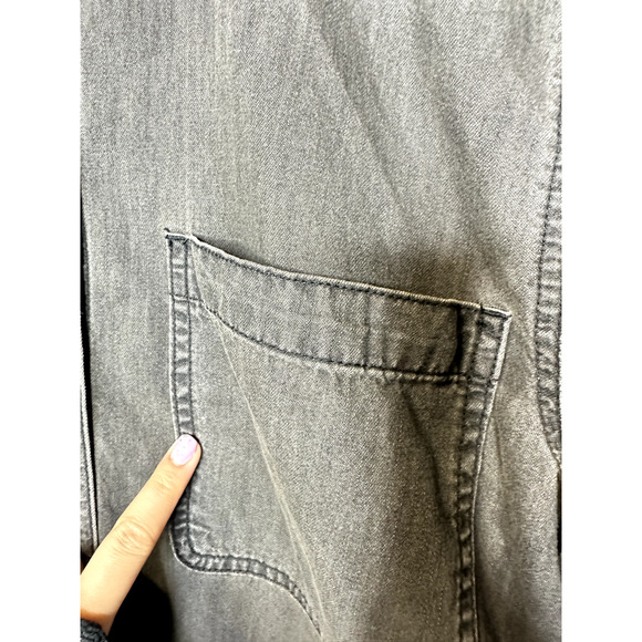 Madewell Denim Short-Sleeve Back-Pleat Shirt in Lunar Wash Size Large Collared - Picture 6 of 10